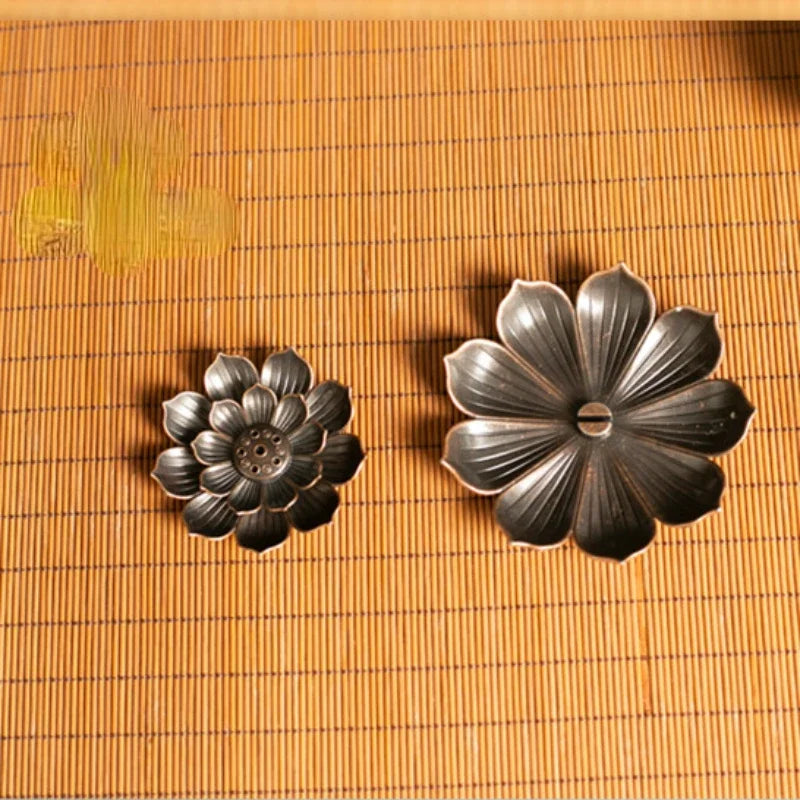 2 in 1 Alloy Incense Burner Metal sandalwood Incense Sticks Holder Buddhism Zen Lotus Sticks Incense Censer Nasturtium Ashtray