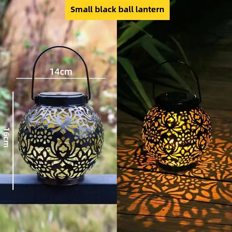 2 Pack Waterproof Solar Lanterns Outdoor Moroccan Metal Hanging Lights for Garden Patio Porch Backyard Decoration