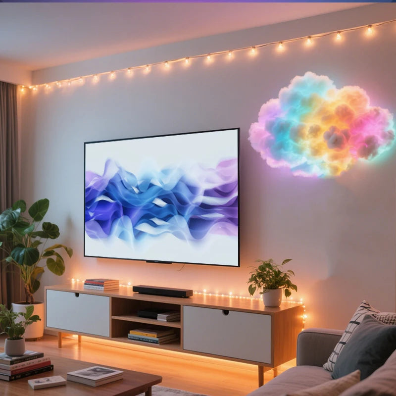 DIY Cloud LED Light, RGBIC Music Sync Changing Strip Light, Atmosphere DIY Thunder Cloud Lamp Wall Ceiling Light for Home