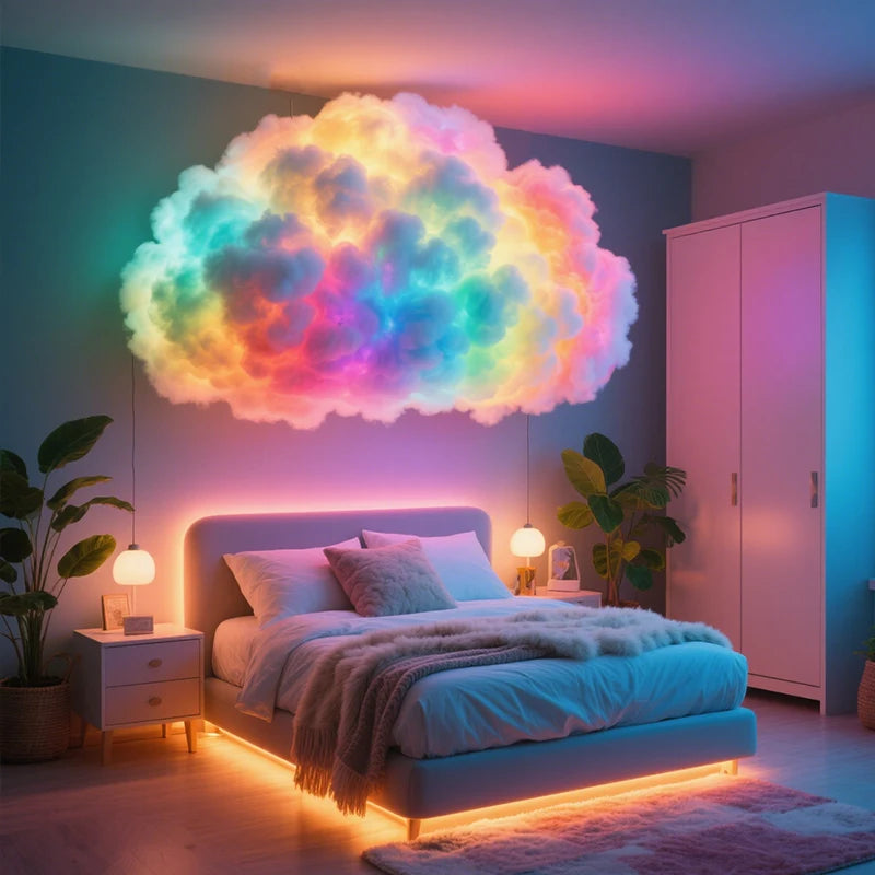 DIY Cloud LED Light, RGBIC Music Sync Changing Strip Light, Atmosphere DIY Thunder Cloud Lamp Wall Ceiling Light for Home
