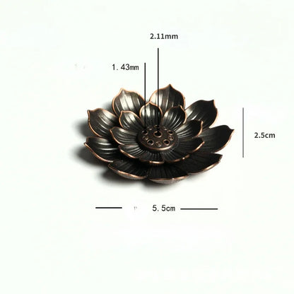 2 in 1 Alloy Incense Burner Metal sandalwood Incense Sticks Holder Buddhism Zen Lotus Sticks Incense Censer Nasturtium Ashtray