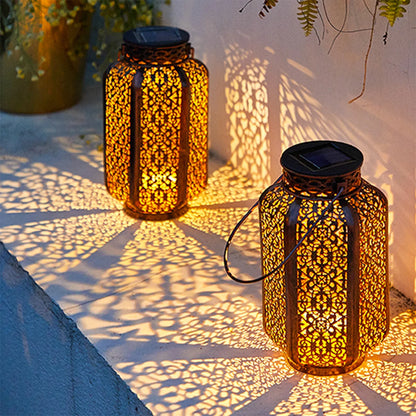 Led Solar Hanging Lantern Hanging Solar Lantern Retro Iron Art Lantern Decorative Outdoor Waterproof Garden Yard Lawn Lights