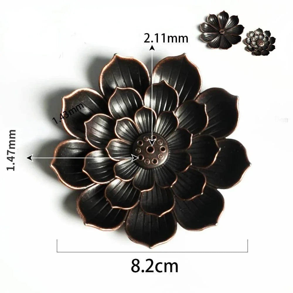 2 in 1 Alloy Incense Burner Metal sandalwood Incense Sticks Holder Buddhism Zen Lotus Sticks Incense Censer Nasturtium Ashtray