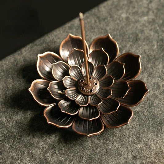 2 in 1 Alloy Incense Burner Metal sandalwood Incense Sticks Holder Buddhism Zen Lotus Sticks Incense Censer Nasturtium Ashtray
