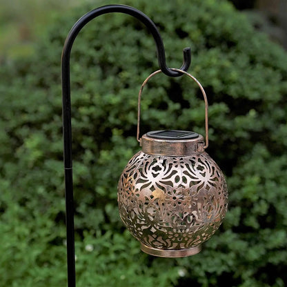 2 Pack Waterproof Solar Lanterns Outdoor Moroccan Metal Hanging Lights for Garden Patio Porch Backyard Decoration
